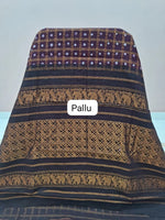 Dark Walnut Brown Kaikattu Sungudi Handloom Cotton Saree Pallu