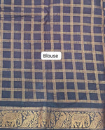 Dark Walnut Brown Kaikattu Sungudi Handloom Cotton Saree Blouse