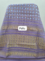 Lavender Kaikattu Sungudi Handloom Cotton Saree Pallu