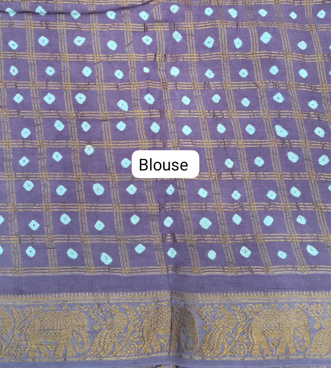 Lavender Kaikattu Sungudi Handloom Cotton Saree Blouse