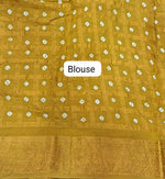 Olive Green Kaikattu Sungudi Handloom Cotton Saree Blouse
