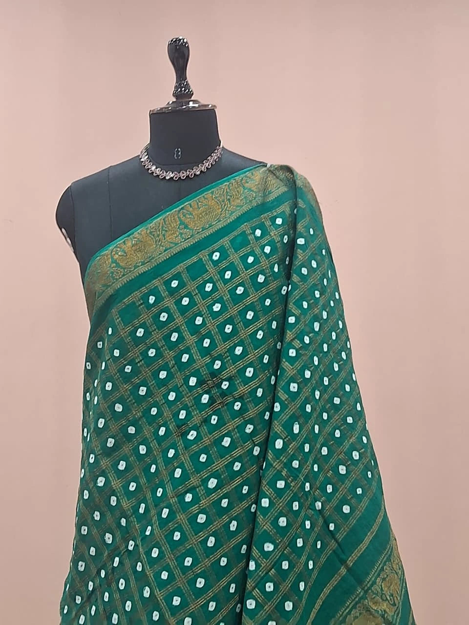 Marine Blue Kaikattu Sungudi Handloom Cotton Saree 1