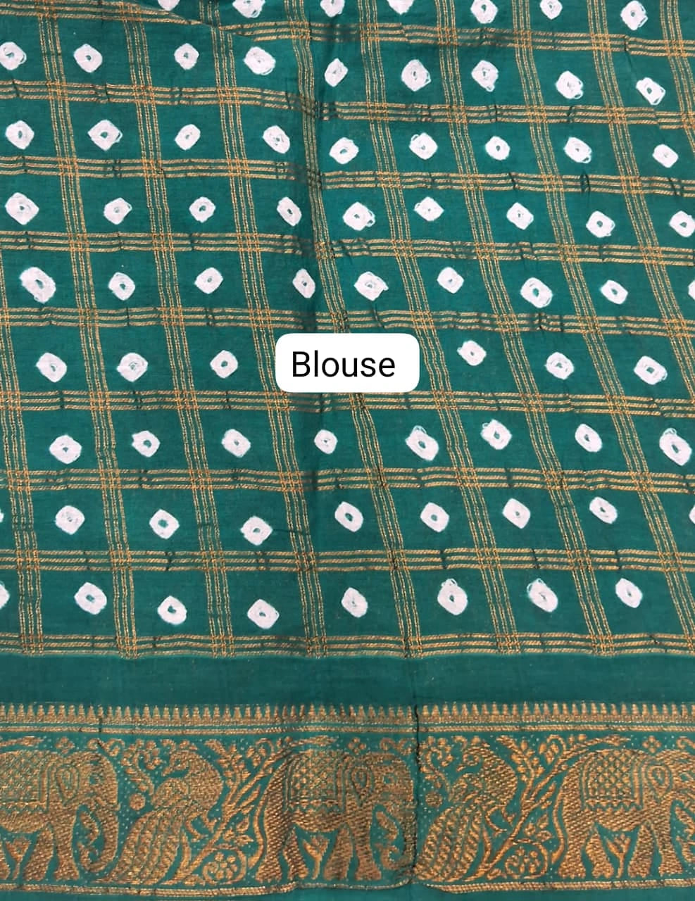 Marine Blue Kaikattu Sungudi Handloom Cotton Saree Blouse
