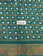 Marine Blue Kaikattu Sungudi Handloom Cotton Saree Blouse