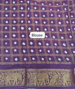 Dark Wine Kaikattu Sungudi Handloom Cotton Saree blouse