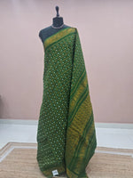 Green Kaikattu Sungudi Handloom Cotton Saree