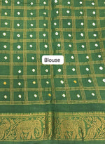 Green Kaikattu Sungudi Handloom Cotton Saree Blouse