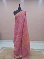Rose Pink Kaikattu Sungudi Handloom Cotton Saree