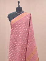 Rose Pink Kaikattu Sungudi Handloom Cotton Saree 1