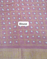 Rose Pink Kaikattu Sungudi Handloom Cotton Saree Blouse