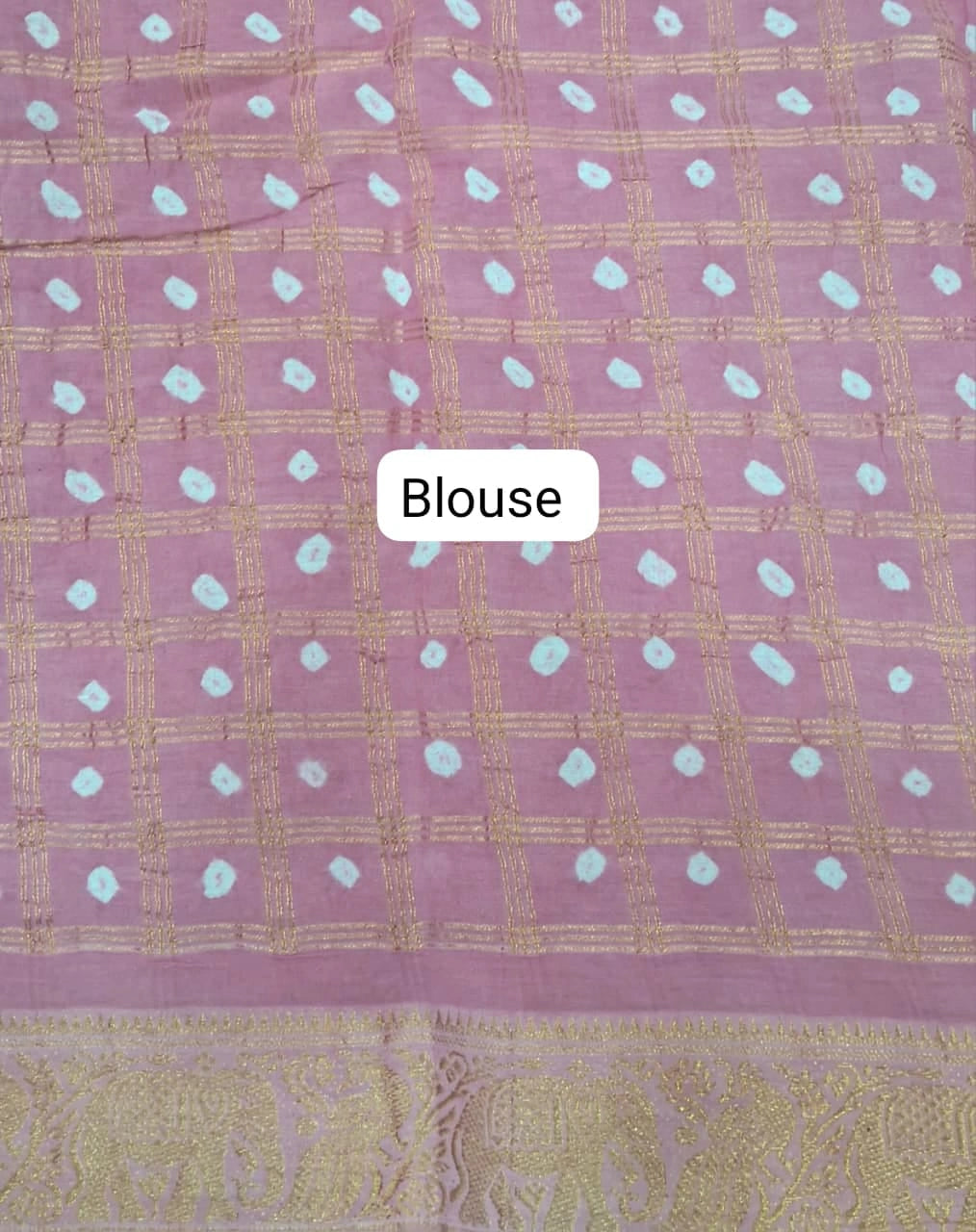 Rose Pink Kaikattu Sungudi Handloom Cotton Saree Blouse