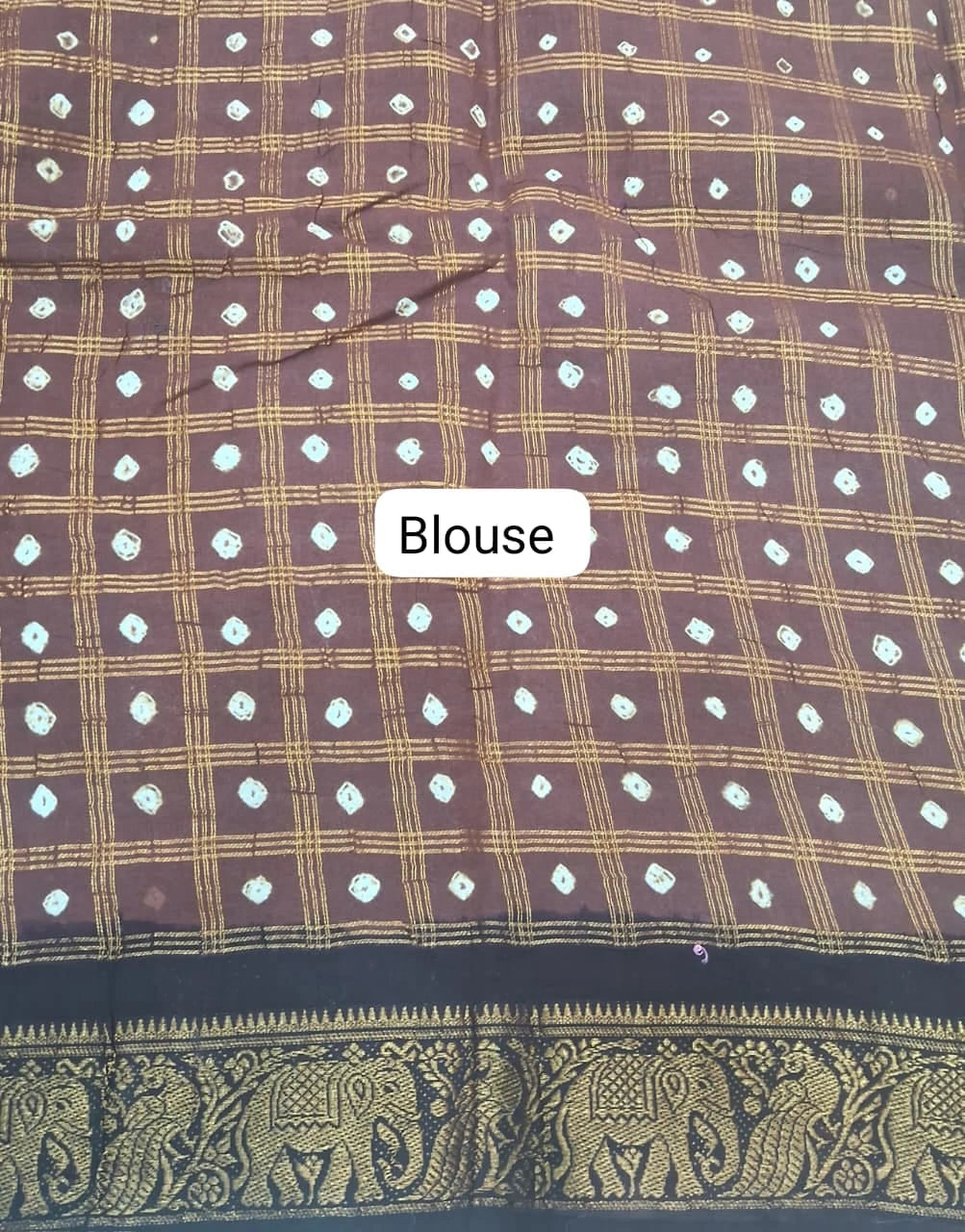 Walnut Brown Kaikattu Sungudi Handloom Cotton Saree Blouse