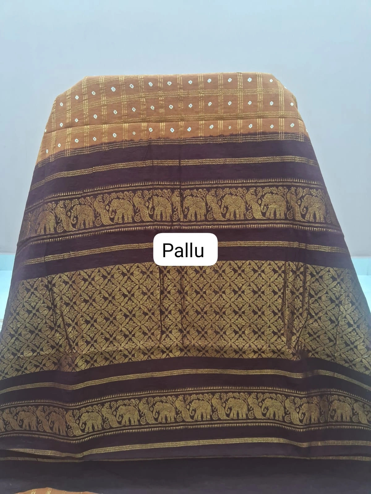 Mustard Yellow Kaikattu Sungudi Handloom Cotton Saree Pallu