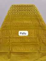 Lime Yellow Kaikattu Sungudi Handloom Cotton Saree Pallu