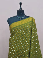 Green Kaikattu Sungudi Handloom Cotton Saree 1