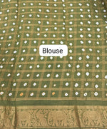 Green Kaikattu Sungudi Handloom Cotton Saree Blouse