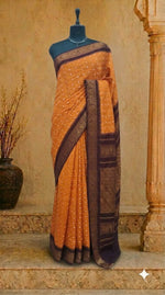 Orange Kaikattu Sungudi Handloom Cotton Saree 