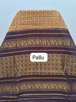 Golden Brown Kaikattu Sungudi Handloom Cotton Saree pallu