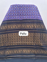 Purple Kaikattu Sungudi Handloom Cotton Saree pallu