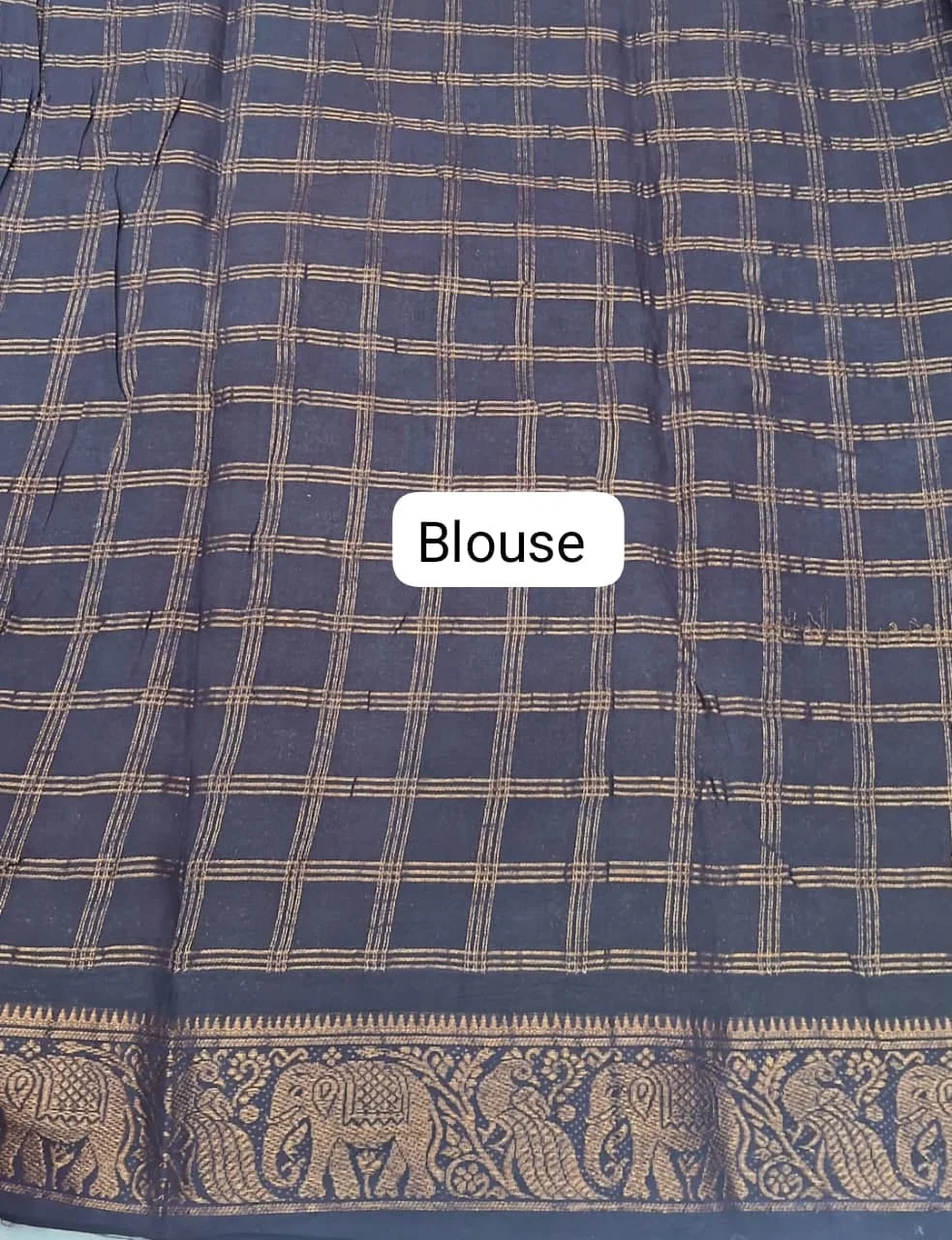 Purple Kaikattu Sungudi Handloom Cotton Saree blouse