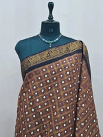 Brown Kaikattu Sungudi Handloom Cotton Saree 1