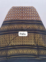 Brown Kaikattu Sungudi Handloom Cotton Saree pallu