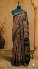 Brown Kaikattu Sungudi Handloom Cotton Saree