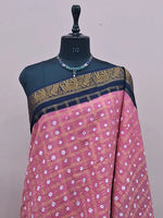 Baby Pink Kaikattu Sungudi Handloom Cotton Saree 1