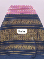 Baby Pink Kaikattu Sungudi Handloom Cotton Saree pallu