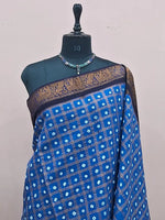 Ocean Blue Kaikattu Sungudi Handloom Cotton Saree 1