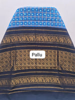 Ocean Blue Kaikattu Sungudi Handloom Cotton Saree pallu