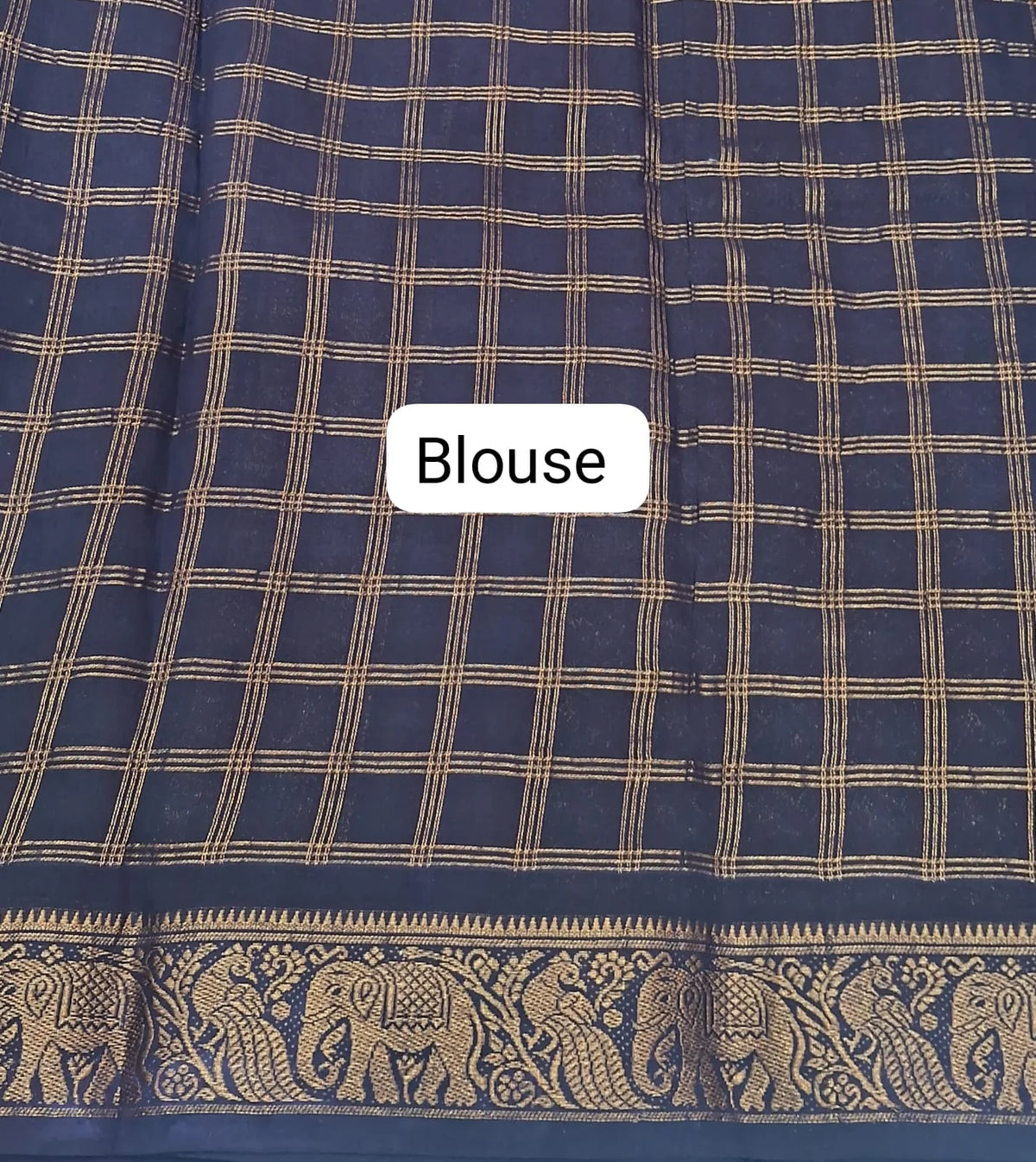 Ocean Blue Kaikattu Sungudi Handloom Cotton Saree Blouse