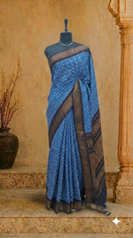 Ocean Blue Kaikattu Sungudi Handloom Cotton Saree