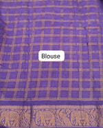 Purple Kaikattu Sungudi Handloom Cotton Saree Blouse