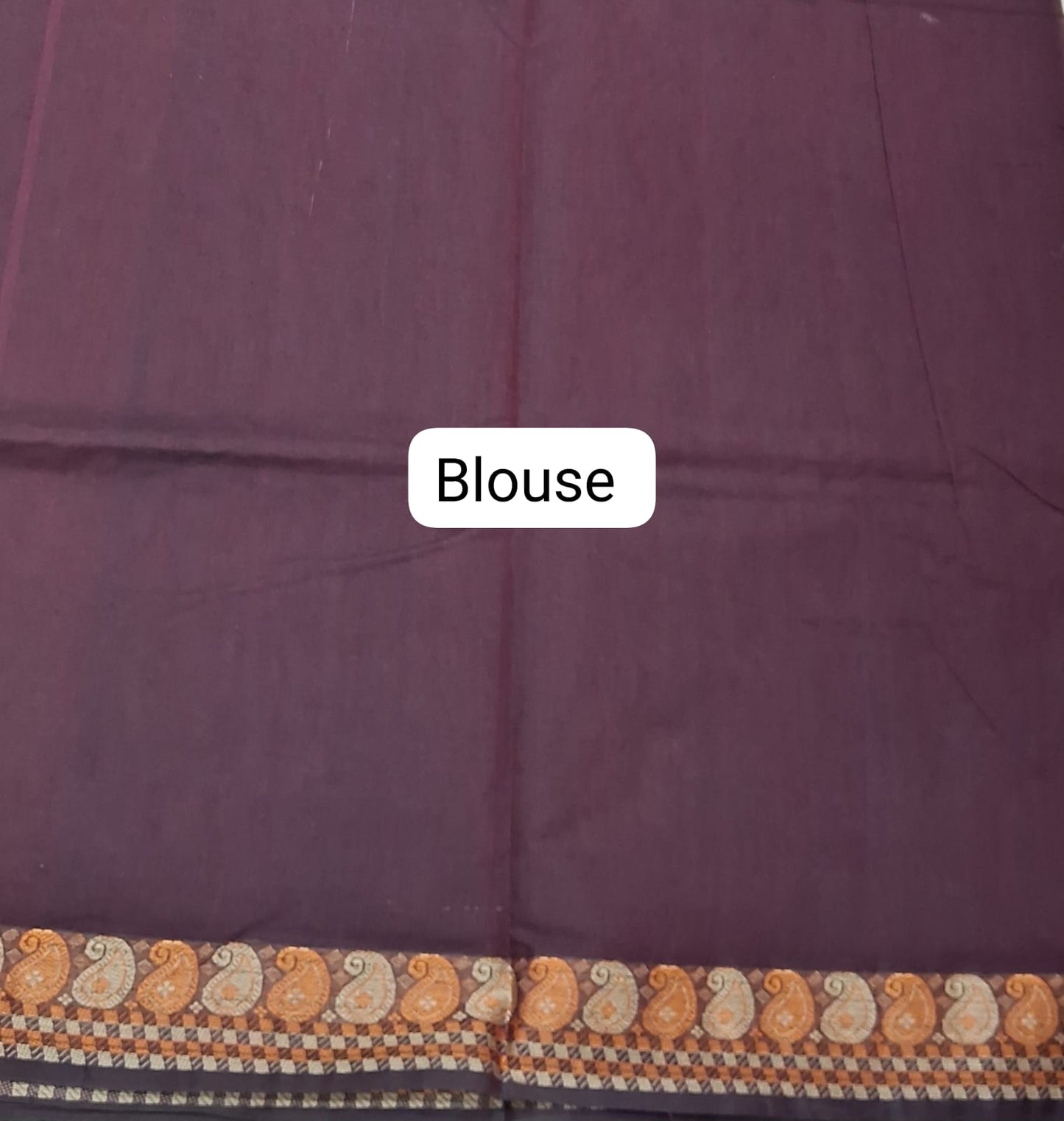 Thick Brown Korvai Kanchi Cotton Saree Blouse