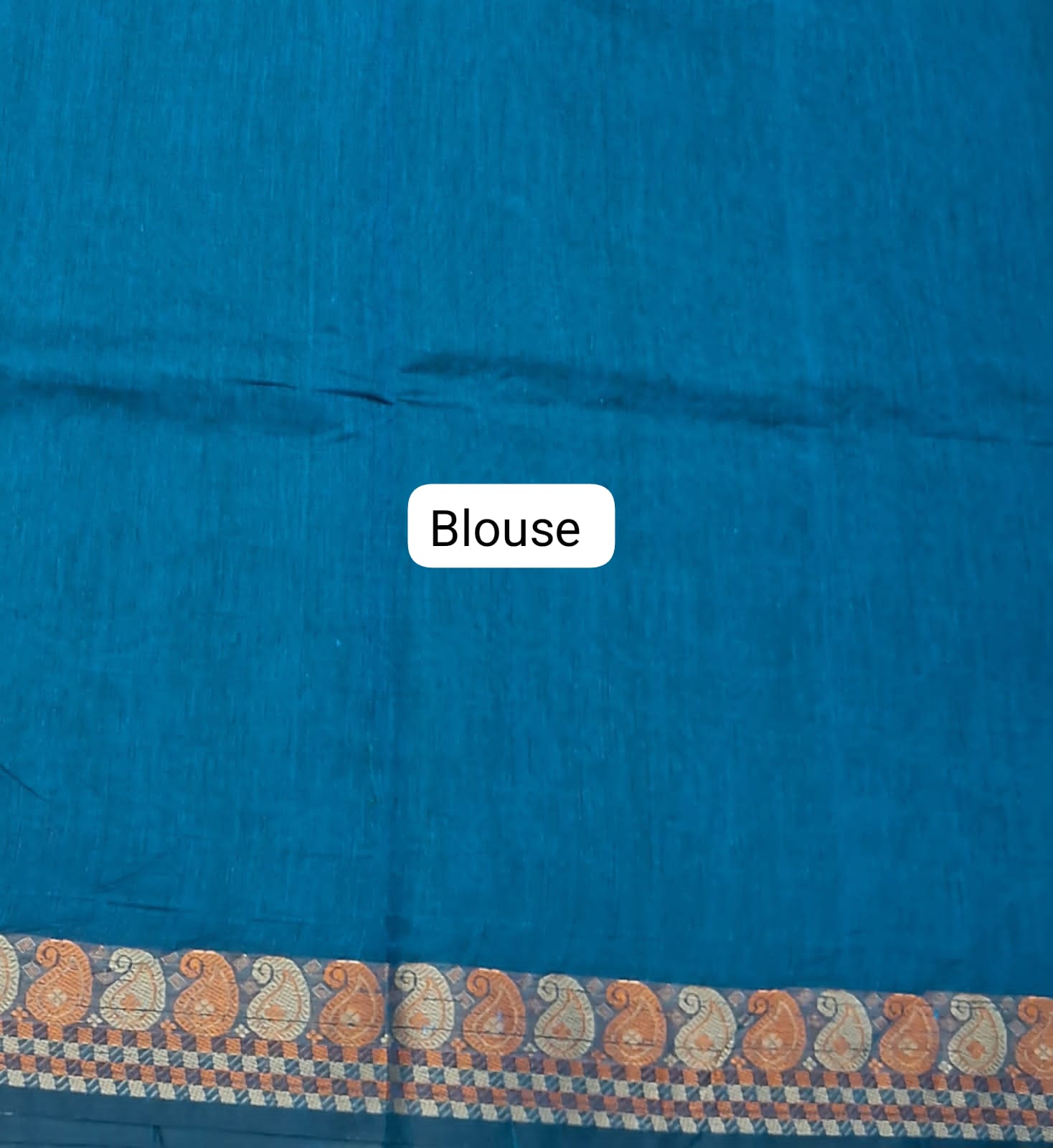 Royal Blue Korvai Kanchi Cotton Saree Blouse