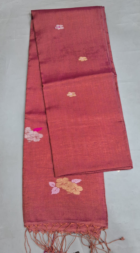Pink Tissue Linen Saree