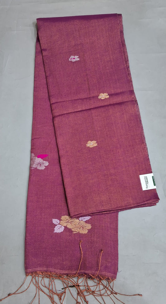 Onion Pink Tissue Linen Saree