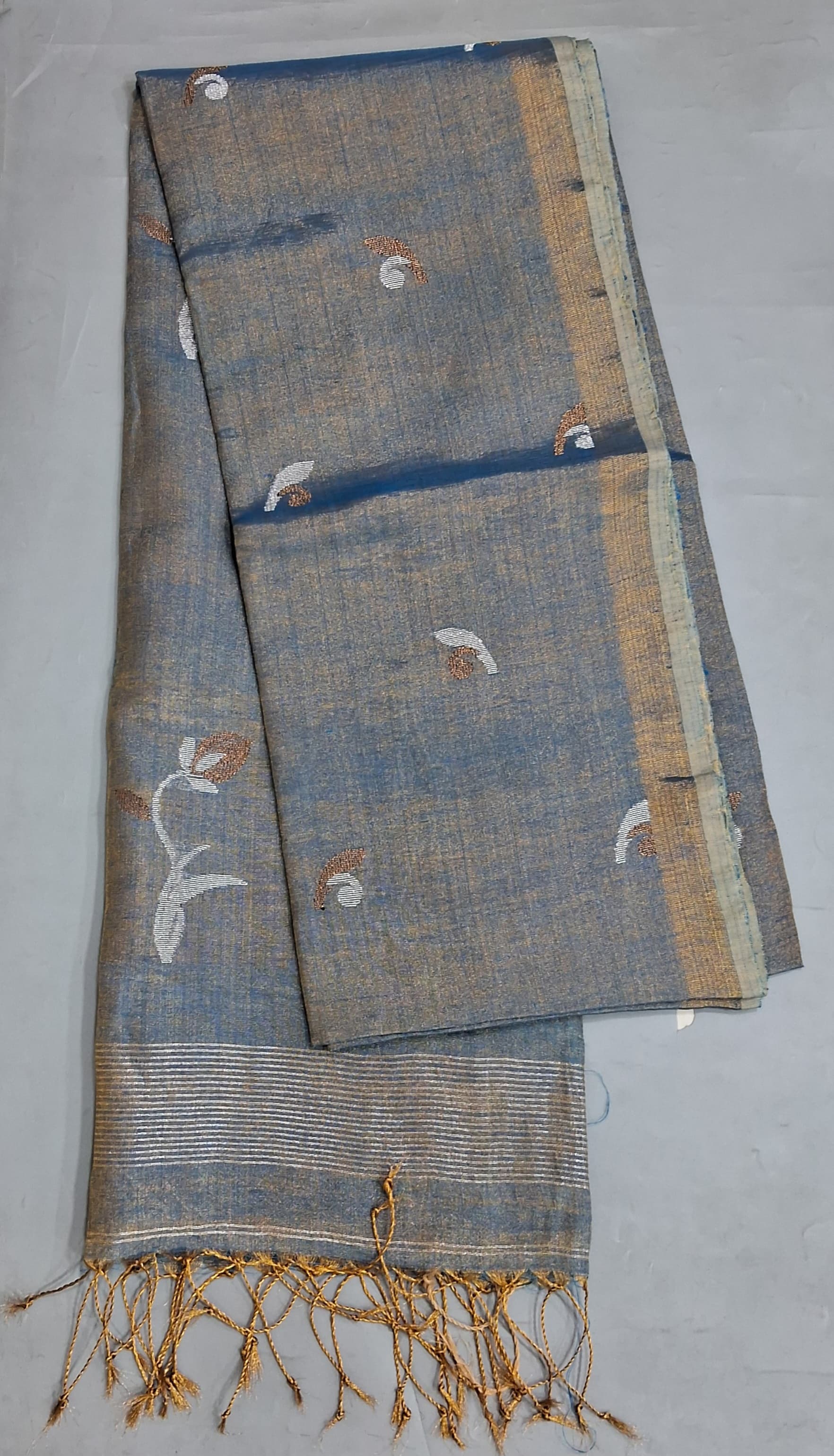 Baby Blue Tissue Linen Saree
