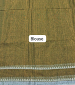 Olive green Khadhi Tissue Plain Linen Saree blouse