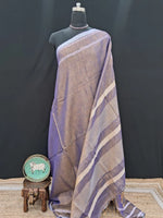 Bronze tone Purple Khadhi Tissue Plain Linen Saree 