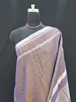 Bronze tone Purple Khadhi Tissue Plain Linen Saree 1