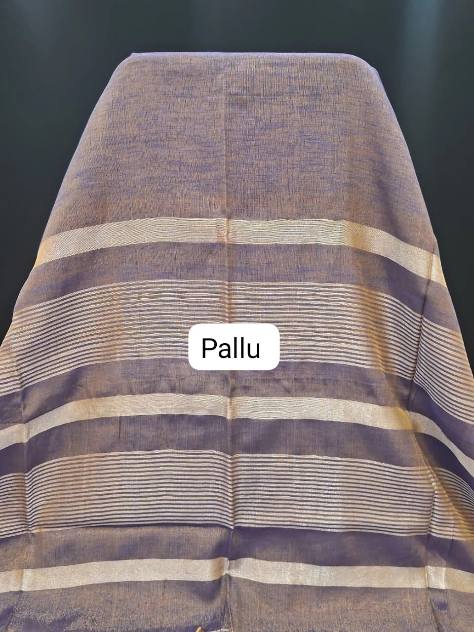 Bronze tone Purple Khadhi Tissue Plain Linen Saree pallu