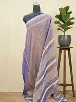 Bronze tone Purple Khadhi Tissue Plain Linen Saree