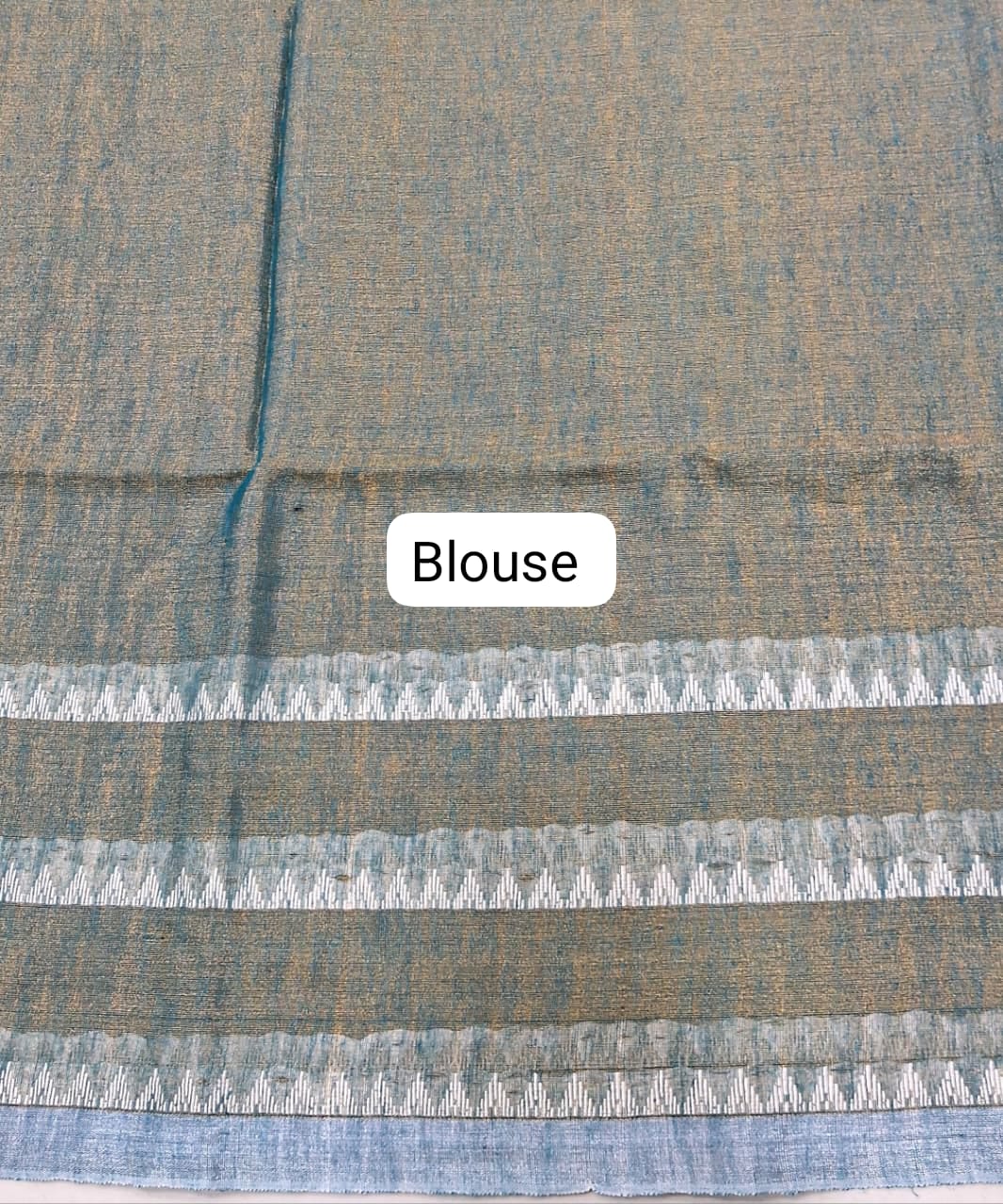 Seafoam Green Khadi Tissue Linen Saree Blouse