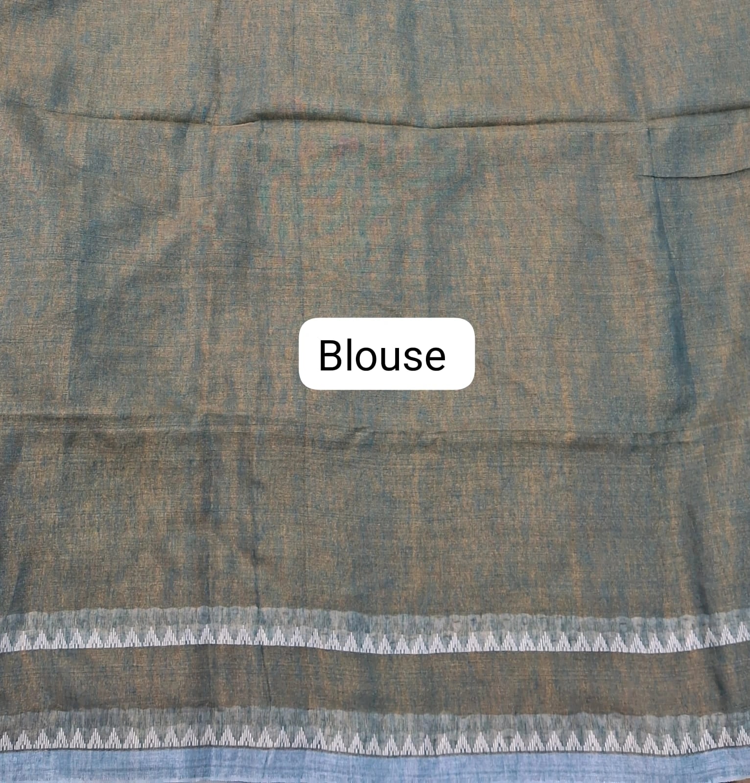 Seafoam Green Khadi Tissue Linen Saree blouse