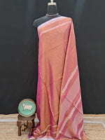 Peachish Brown Khadi Tissue Linen Saree