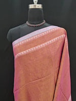 Peachish Brown Khadi Tissue Linen Saree 1