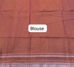 Peachish Brown Khadi Tissue Linen Saree blouse