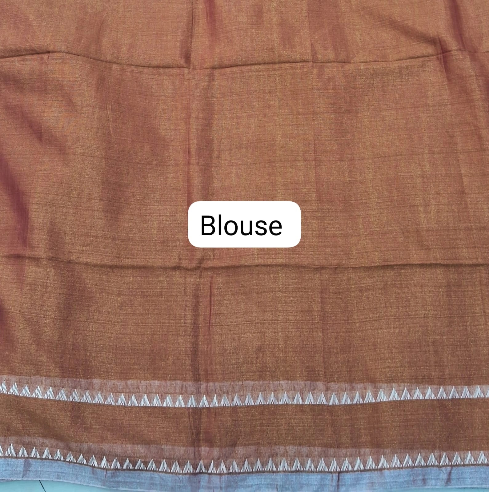 Metallic Orange Khadi Tissue Linen Saree blouse